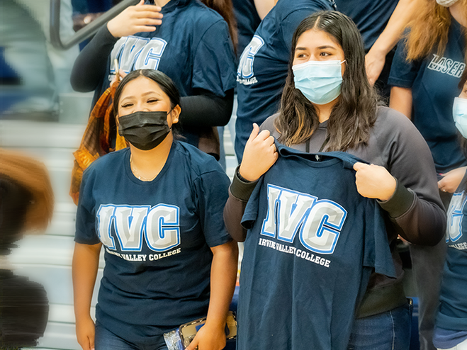 students in IVC logo shirts and masks