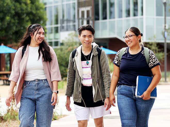 Students walking on campus 
