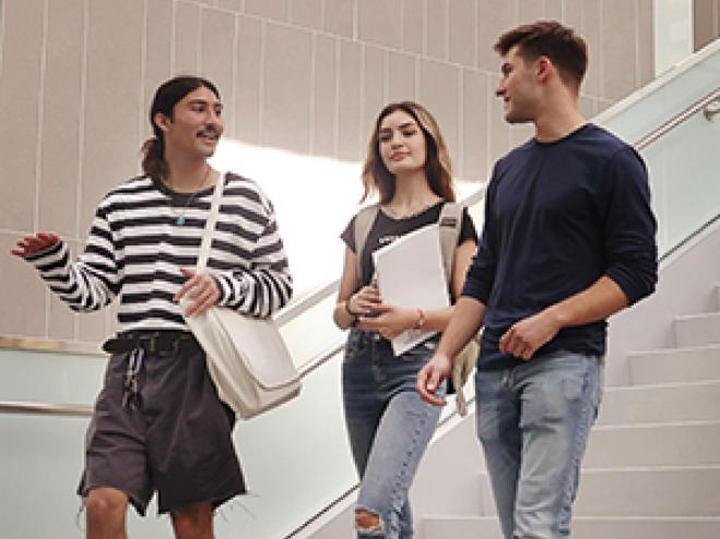 People walking in hall