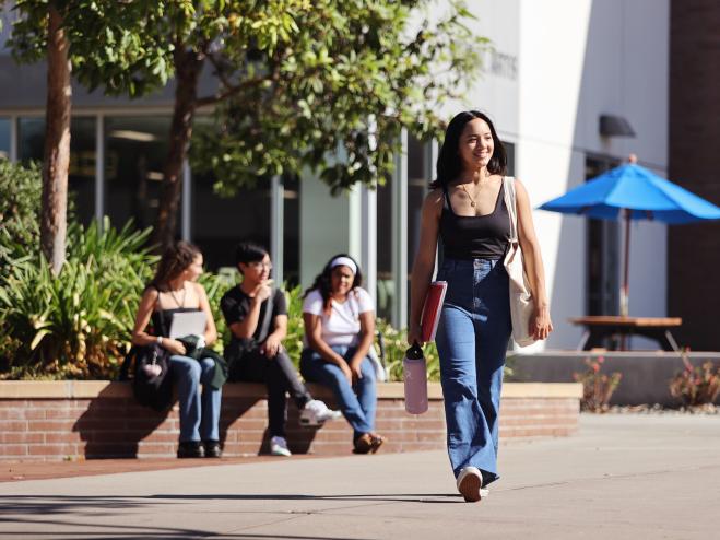 female student walking
