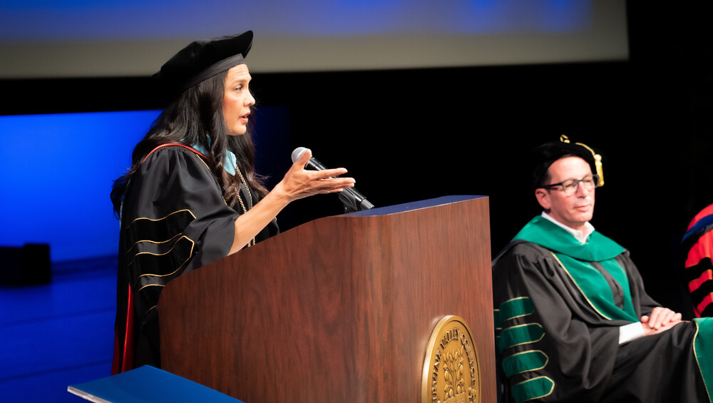 Chancellor speaking at investiture