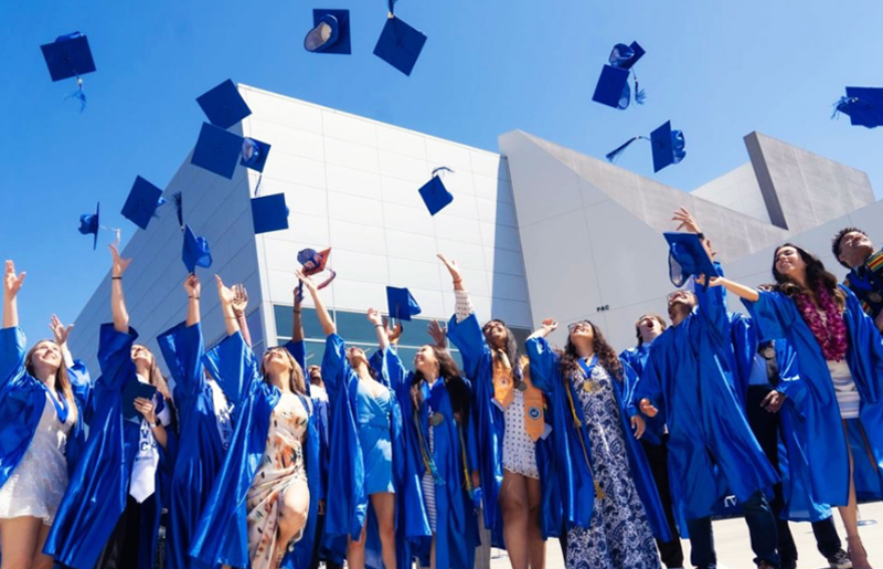 graduates throwing hats in the air