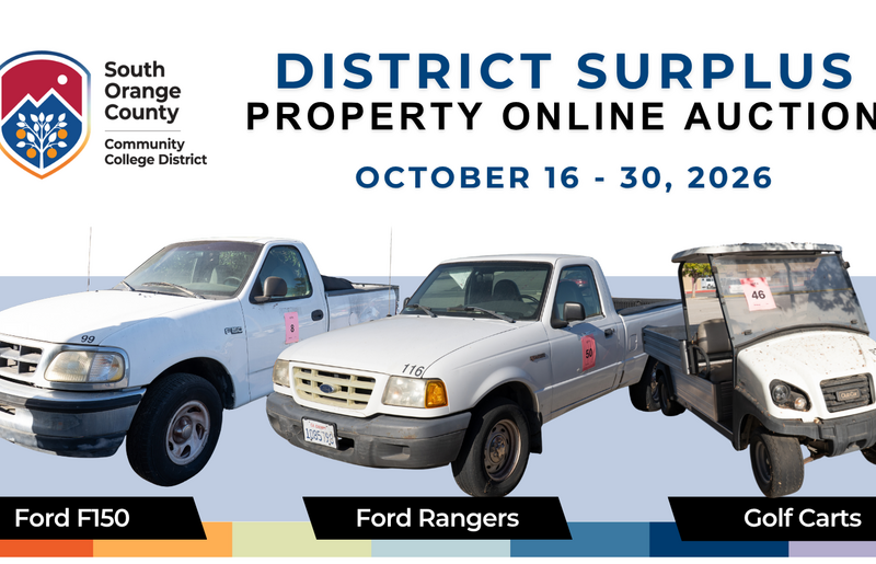 District Surplus Property online auction october 16-30, 2026; Ford F150, Ford Rangers, Golf Carts