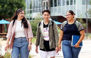 Students walking on campus 