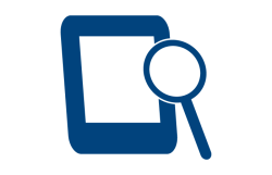 icon of tablet and magnifying glass