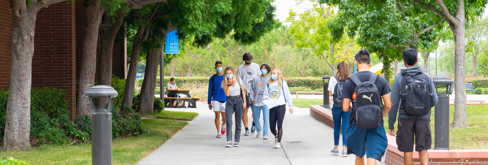 students walking on campus