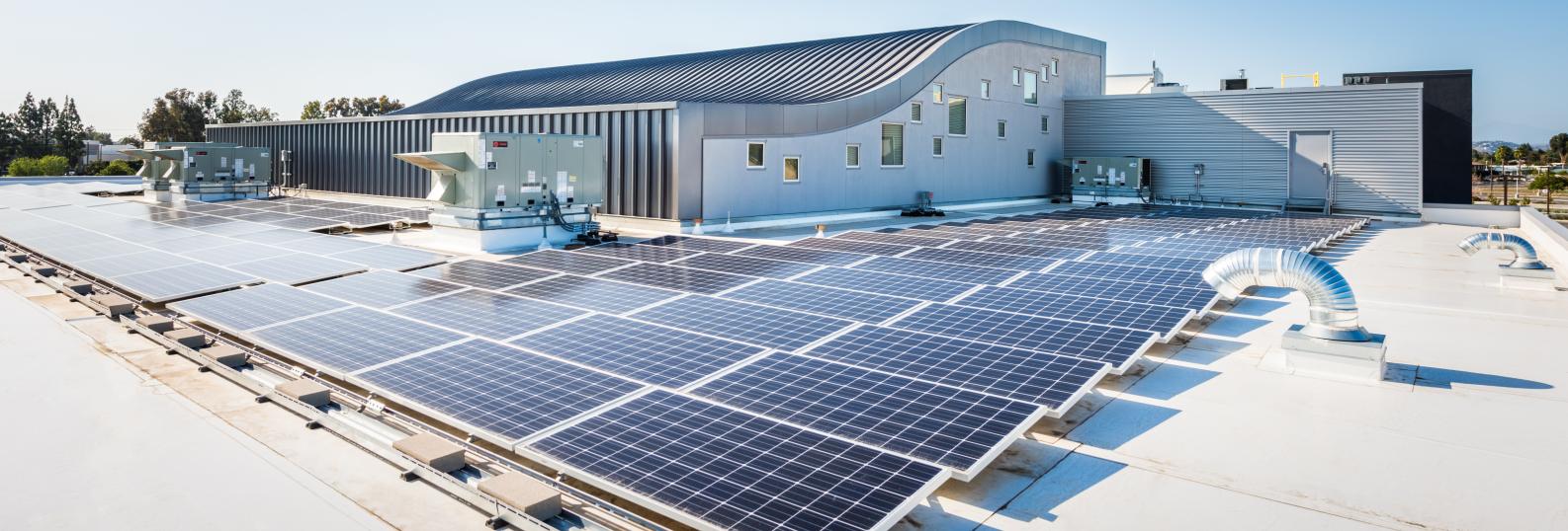 solar panels on roof of IDEA building on ATEP campus