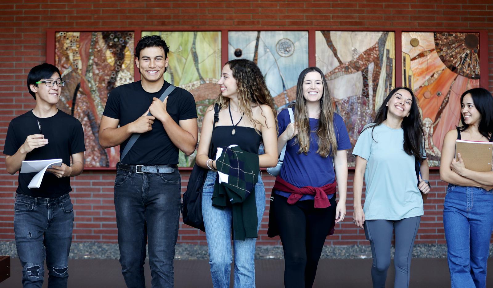 students walking