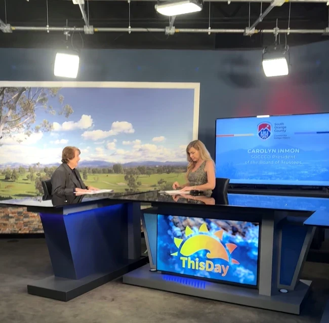 Carolyn Inmon in studio of Laguna Woods TV