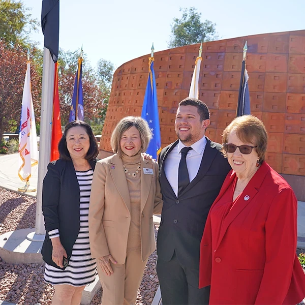 trustees barlett, milchiker, and inmon with student trustee blake leonard