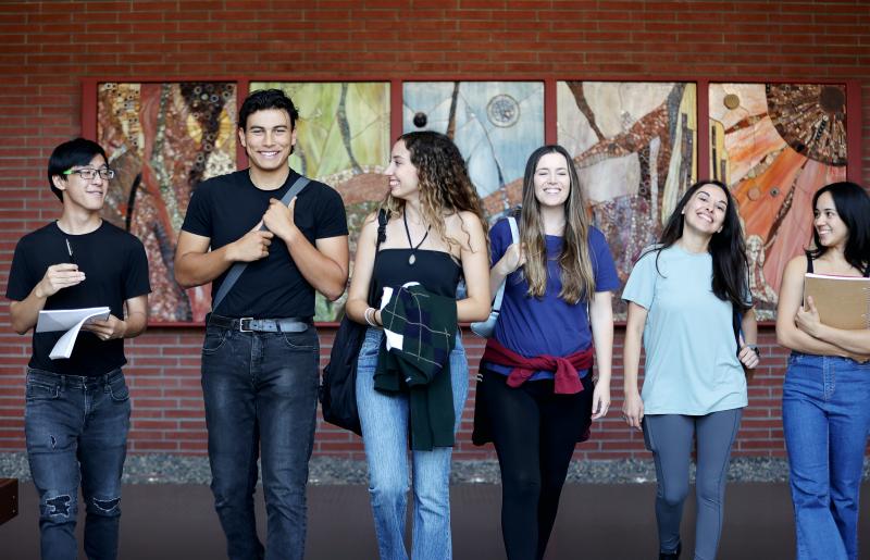 students walking together