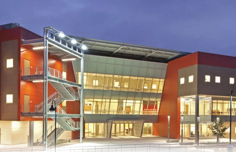 Saddleback campus at night Science Building