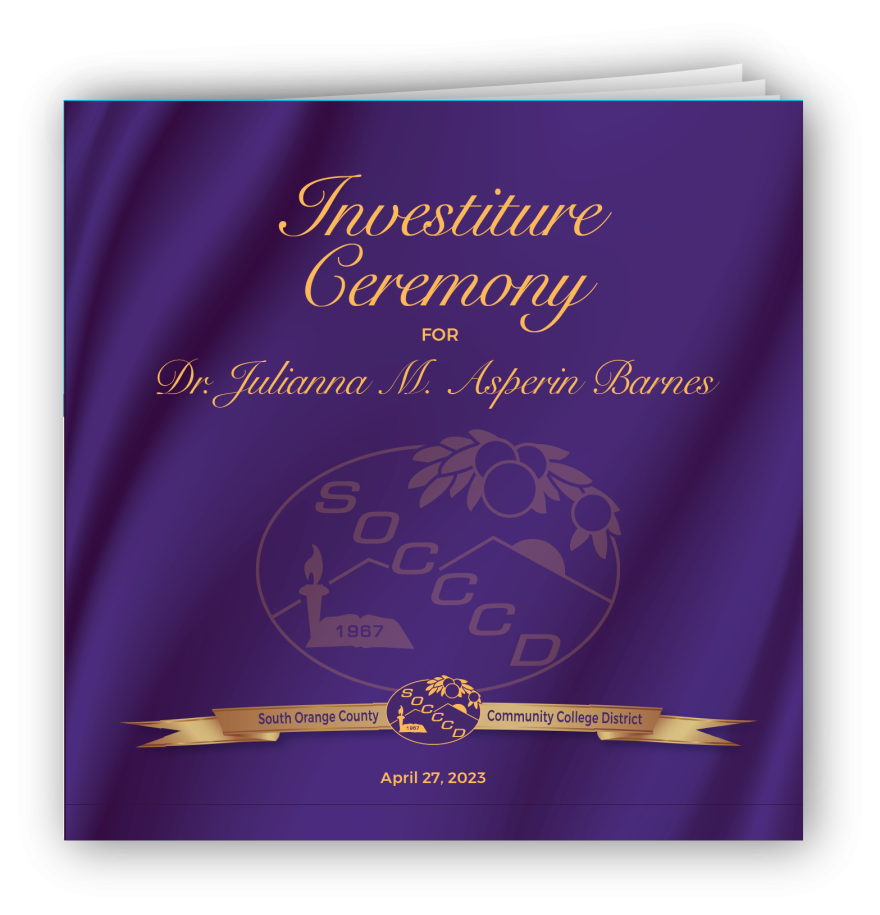 Investiture ceremony program for Chancellor Dr. Julianna M. Asperin Barnes